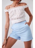 Glatte High-Waist-Shorts blau 50400 – Online-Shop – Boutique